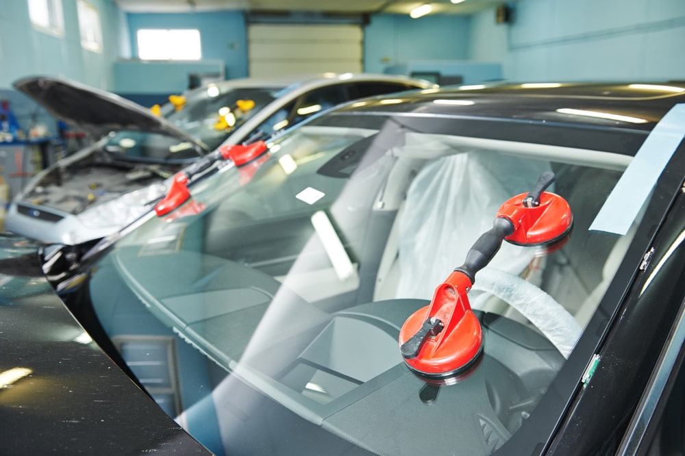 Service Concept for Windshield or Car Windshield in the Automotive Service Garage